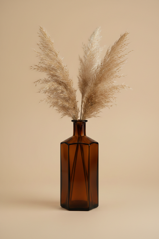 Apothekerflasche aus Braunglas – Retro Glasflasche sechseckig für Küche & Deko, als Vase, Likörflasche, Kosmetikflasche etc.